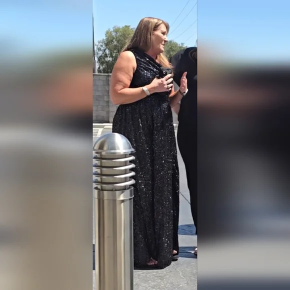 Black one shoulder Seguin Gown - Picture 9 of 15